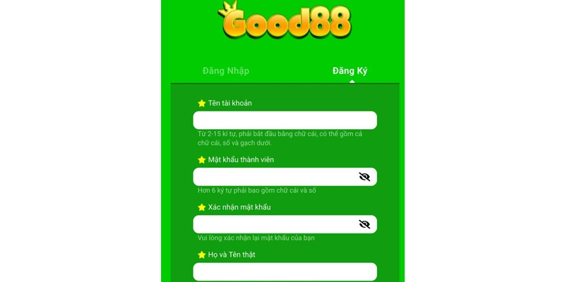 Cách đăng ký Good88 trên ứng dụng điện thoại